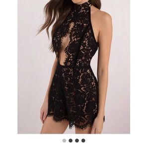 Sara Black Chocker Open Back Romper